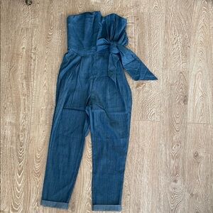 Strapless Denim Jumpsuit Sz Small